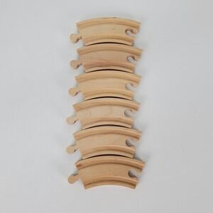 Unbranded Wooden Train Track Curved Pieces 4 Inch Replacement Lot of 6